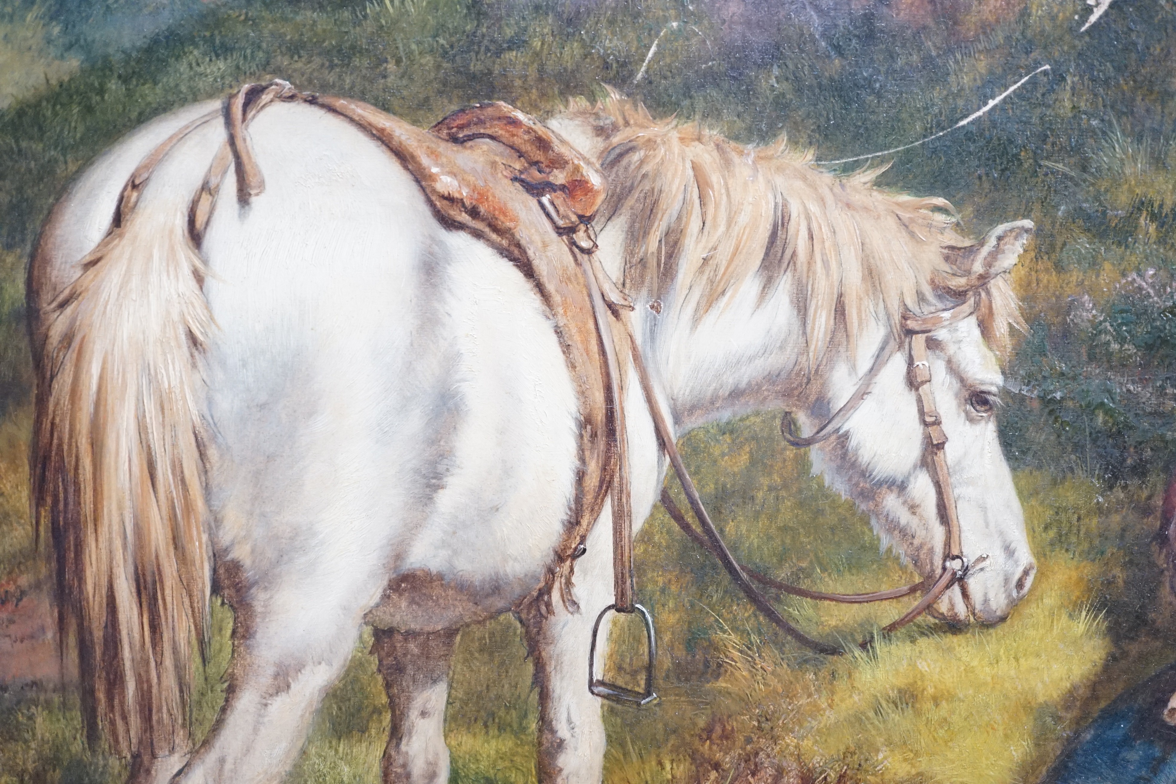 Isaac Henzell (1823-1875), oil on canvas, Woman and pony in the Highlands, signed and dated 1864, 50 x 60cm.